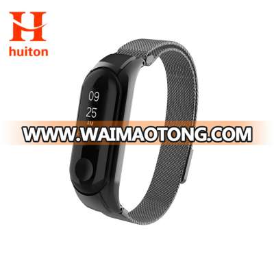 Hot Sale Black Color Magnetic Milanese Metal Wristband For Xaiomi Miband 3